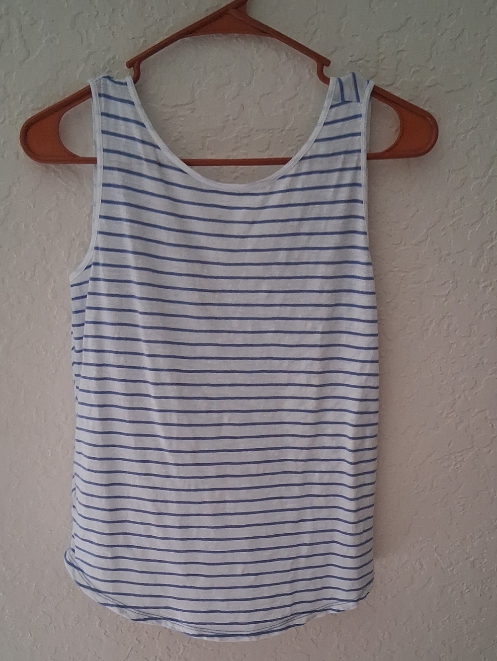 LOFT White and Light Blue Striped Tank